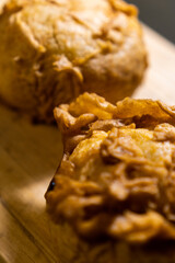 close up of two Colombian stuffed potato
