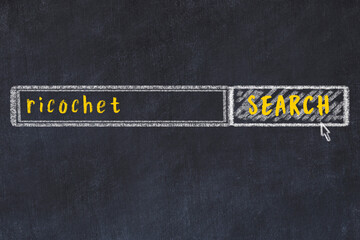 Chalk sketch of browser window with search form and inscription ricochet - obrazy, fototapety, plakaty
