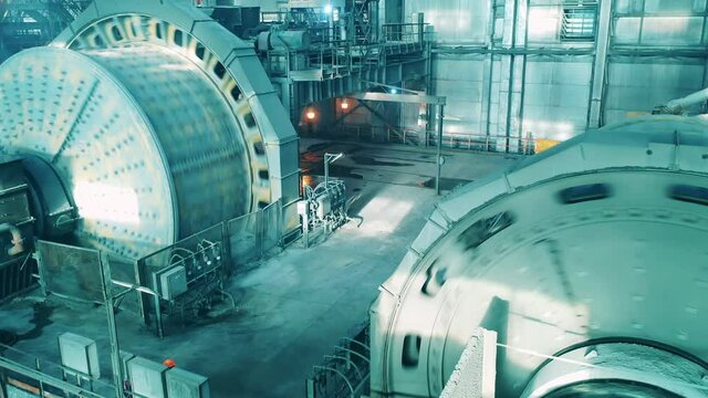 Massive reels of grinding mechanisms at work