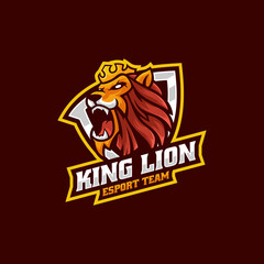 Vector Logo Illustration King Lion E Sport and Sport Style.