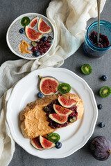 Delicious homemade light meals. Nut Butter Toast with Chia Jam. Great for breakfast and tea break, full of nutritions and goodness. Ideal for healthy conscious people  .              