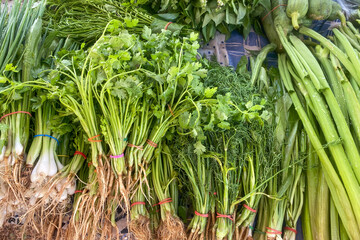 Asian vegetables sell in local market. Asian market is a local food store that primarily caters to a single particular Asian cultural group