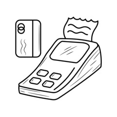 Payment machine vector illustration with simple hand drawn sketching style