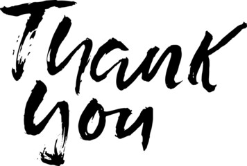 Thank you. Handwritten dry brush inscription. Hand drawn modern lettering. Thank you card. Vector illustration.