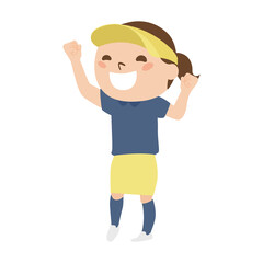 ガッツポーズで喜んでいる女性。または、笑顔で応援してる女性のイラスト。