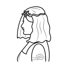 The bride vector illustration with simple hand drawn sketching style