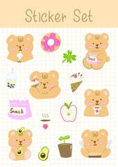 Cute mini bear sticker set