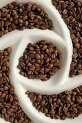 Coffee beans . Roasted coffee beans.Arabica coffee. Morning traditional  drink. Coffee beans texture.Invigorating drink ingredients 