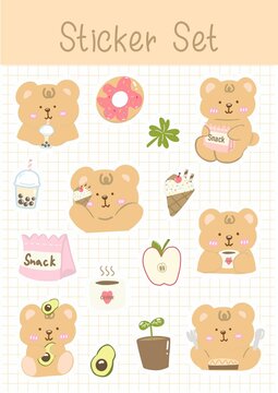 Cute mini bear sticker set
