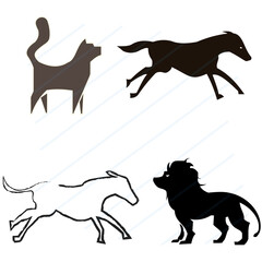 silhouettes of dogs