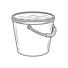 Bucket full of water vector illustration with simple hand drawn sketching style