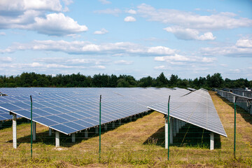 Solar panels in aerial view. Solar panels system power generators from sun