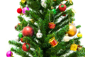 Beautiful Christmas Tree with Decorations ornament gift and colour ball.