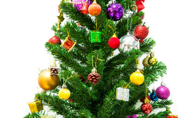 Beautiful Christmas Tree with Decorations ornament gift and colour ball.