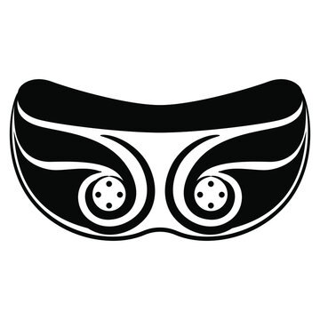 Ethnic spiral ornament of Aleut Indians. Indigenous Native American art. Black and white silhouette.