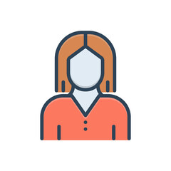 Color illustration icon for female 