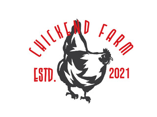 chicken emblem on white background