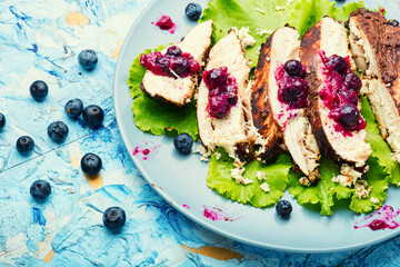 Chicken breast with huckleberry sauce