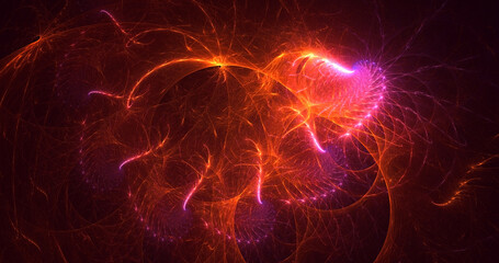 3D rendering abstract multicolor fractal light background