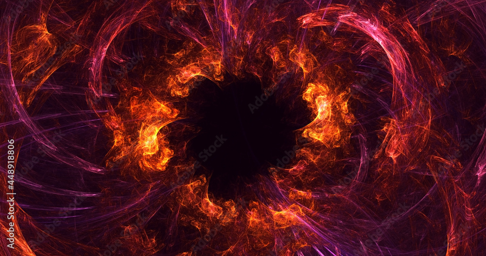 Poster 3d rendering abstract multicolor fractal light background