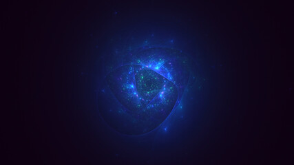 3D rendering abstract blue fractal light background