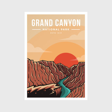 Grand Canyon National Park poster vector illustration design, canyon and river poster design