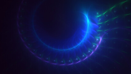 3D rendering abstract blue fractal light background