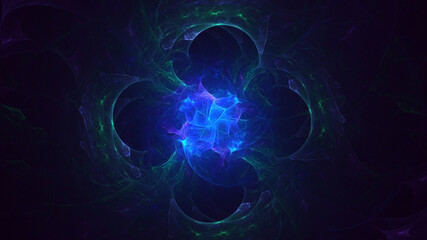 3D rendering abstract blue fractal light background