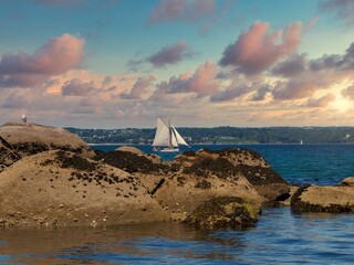 sailboat at sunset, Beg Meil, France