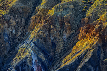multicolored mountains, geological texture background, multicolor deposits of minerals, landscape