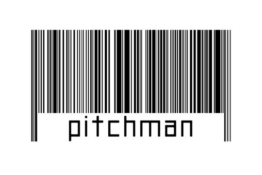 Barcode On White Background With Inscription Pitchman Below