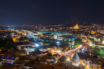 Fototapeta na wymiar Georgia. Panorama of the night city of Tbilisi.