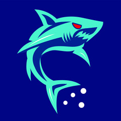 shark illustration. shark logo ,art, 
shark line art colours vector. graphic vector.