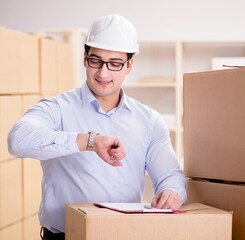 Man working in box delivery relocation service