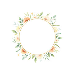 Watercolor boho roses frame isolated on white background. Perfect for wedding invitations, greeting cards. 