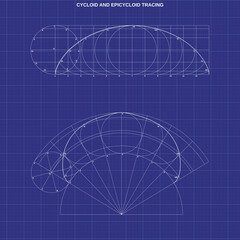 cycloid and epicycloid tracing on technic background