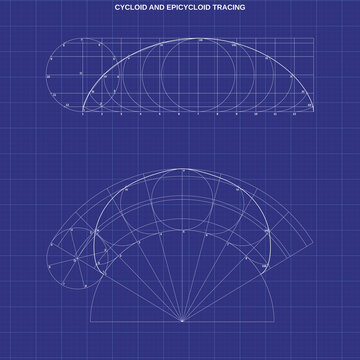 cycloid and epicycloid tracing on technic background