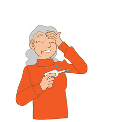 体温を測るシニア女性のイラスト