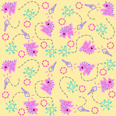 dino pink pattern seamuless ethnic background.