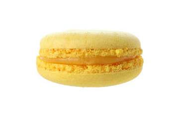 Yellow tasty macaroon isolated on white background