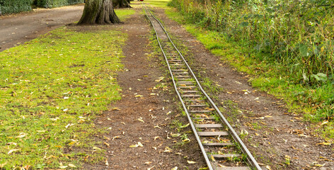 Narrow gauge railway track in a park