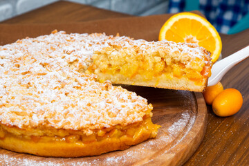 pie with orange filling. close-up. Food concept.