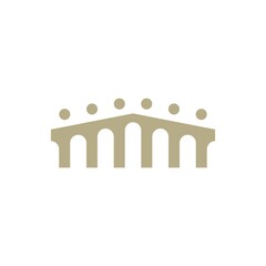 people bridge group six 6 community family connection team work construction logo vector icon illustration
