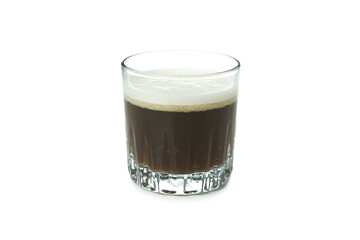Glass of irish coffee isolated on white background