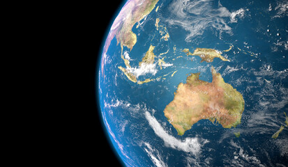  Australie vue depuis l'espace - rendu 3D - Map de la Nasa - obrazy, fototapety, plakaty