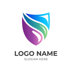 Fototapeta premium modern shield logo concept with flat colorful style