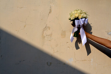 person with a bouquet of flowers