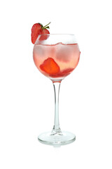 Glass of fresh strawberry cocktail isolated on white background