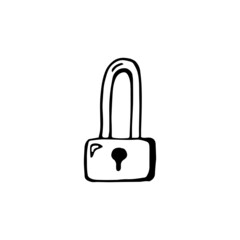 Lock - Hand drawn doodle vector icon, isolated on white background