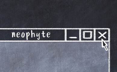 Chalk drawig of browser window with inscription neophyte